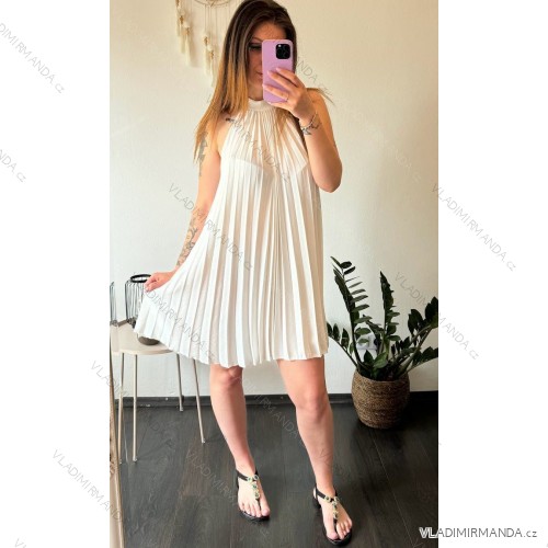 Damen Langarm Hoodie Kleid (S / M ONE SIZE) ITALIAN FASHION IMWA216095 weiß S / M