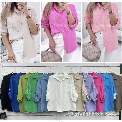 Košeľa mušelínová 3/4 dlhý rukáv dámska (S/M/L ONE SIZE) TALIANSKA MÓDA IMWBH24081