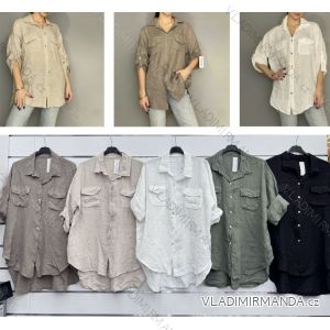 Košeľa ľanová 3/4 dlhý rukáv dámska (S/M/L ONE SIZE) TALIANSKA MÓDA IMWBH24112