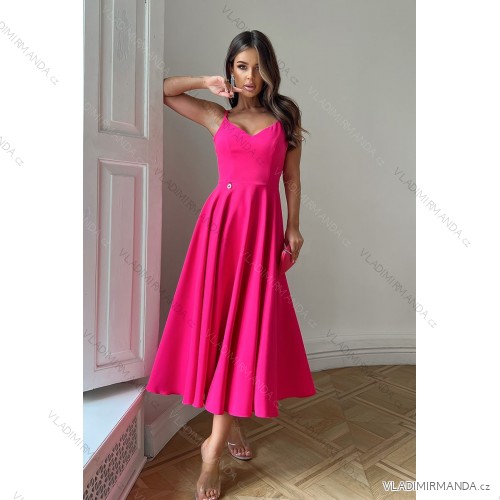 Women's Plus Size (42-46) Long Elegant Party Sleeveless Dress POLISH FASHION PMLBC23265-10 36 růžová neon