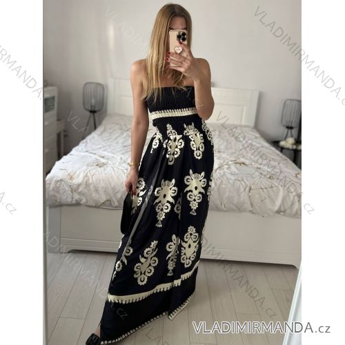 Šaty carmen dlouhé letní žabičkové dámské (S/M ONE SIZE) ITALSKÁ MÓDA IMM24M57279