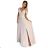 405-6 ELENA Long dress with a neckline and ties on the shoulders - beige with glitter