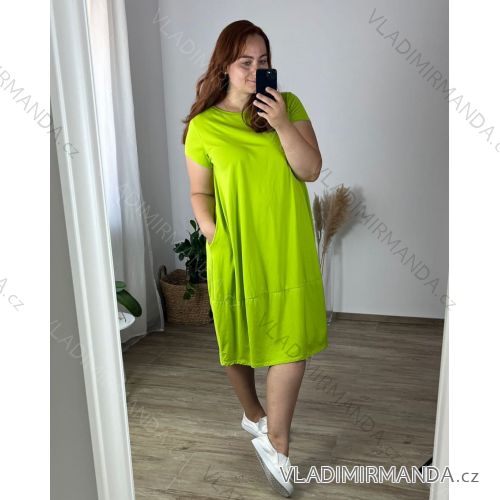Šaty oversize letní krátký rukáv dámské nadrozměr (52/54 ONE SIZE) ITALSKÁ MÓDA IMWT24079/DUR