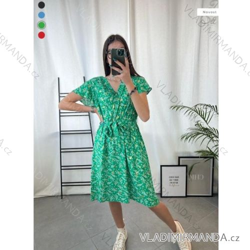 Šaty letné krátky rukáv dámske (S/M - L/XL) FRANCÚZSKA MÓDA FMPZM24127-2