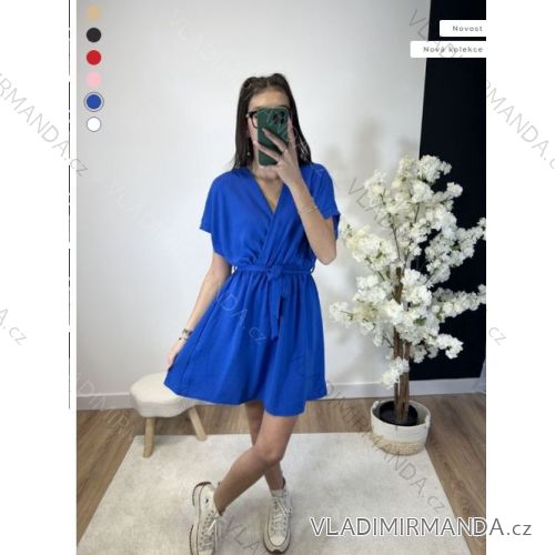 Šaty letní krátký rukáv dámské (S/M - L/XL) FRANCOUZSKÁ MÓDA FMPZM24168