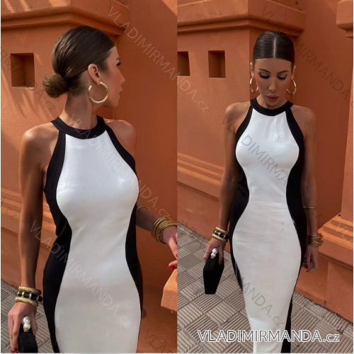 Šaty dlouhé letní saténové na ramínka dámské (UNI S/M) ITALSKÁ MÓDA IMM204431