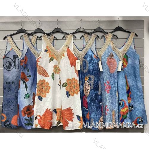 Šaty letné riflové na ramienka dámske (S/M/L ONE SIZE) TALIANSKA MÓDA IMWGS24533