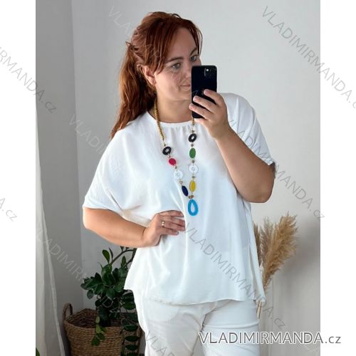 Tunika s príveskom krátky rukáv dámska nadrozmer (54/56 ONE SIZE) TALIANSKA MODA IM324STELA