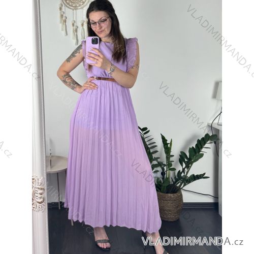 Šaty dlouhé letní elegantní bez rukávu dámské (S/M ONE SIZE) ITALSKÁ MÓDA IMWB24047