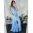 Women's Long Chiffon Short Sleeve Dress (S/M ONE SIZE) ITALIAN FASHION IMWGS231048