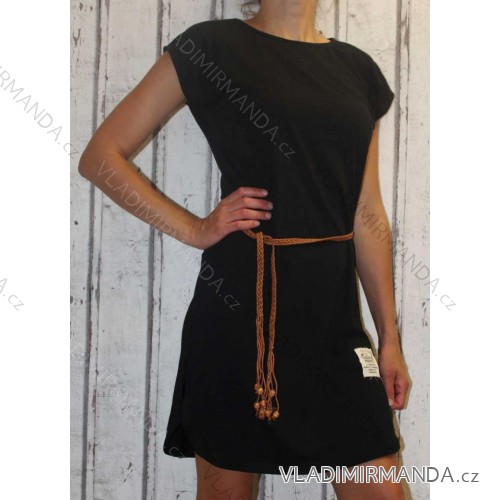 Casual Short Sleeve Dress (UNI S-L) ITALIAN FASHION IMD20328 black M / L