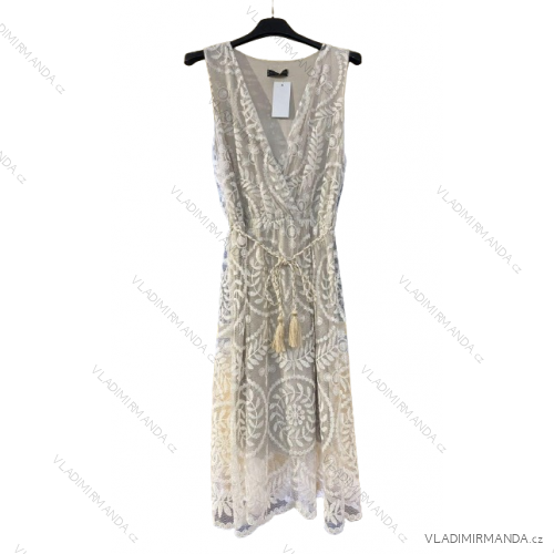 Women's Lace Cotton Short Sleeve Dress (S/M ONE SIZE) ITALIAN FASHION IMM23M7267
