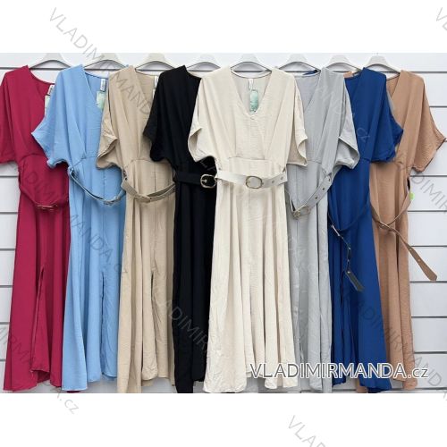 Overal dlhý elegantný s opaskom krátky rukáv dámske (S/M/L ONE SIZE) TALIANSKA MÓDA IMWKK24062