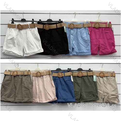 Kraťasy šortky elegantní s páskem dámské (S/M/L ONE SIZE) ITALSKÁ MÓDA IMWKK24083