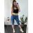 Kalhoty krátké 7/8 strečové riflové dámské (S/M ONE SIZE) ITALSKÁ MODA IM424BARKA