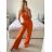 Women's Long Elegant Long Sleeve Jumpsuit (S/M ONE SIZE) ITALIAN FASHION IMWA23289 -   oranžová -   S / M