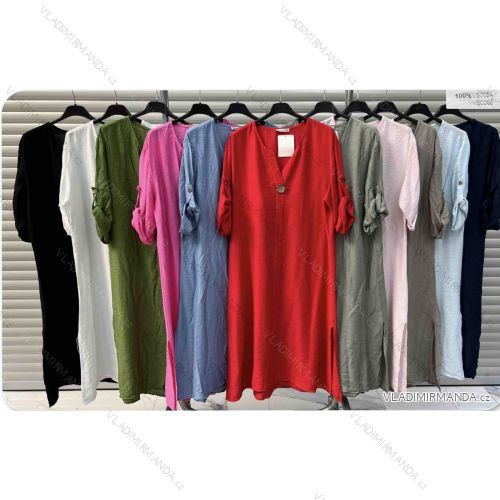 Šaty dlouhé 3/4 dlouhý rukáv dámské (S/M/L ONE SIZE) ITALSKÁ MÓDA IMWDK24591