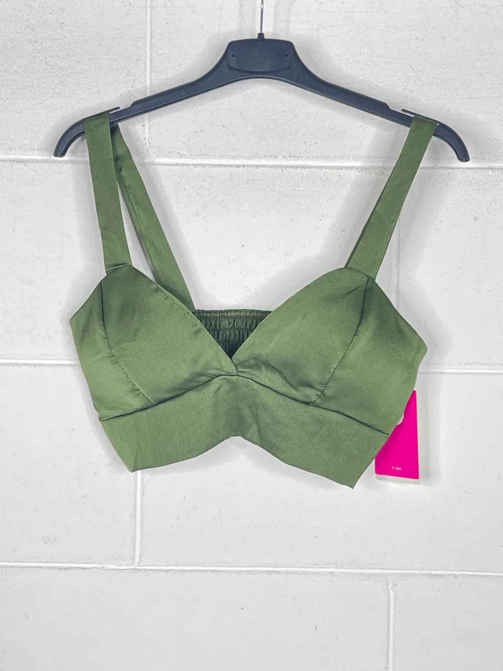 Women's strapless crop top (S/M ONE SIZE) ITALIAN FASHION IMPBB23B10977 green khaki S / M