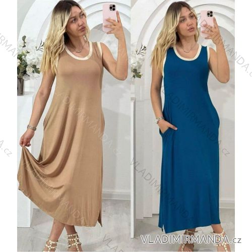 Šaty dlouhé letní bez rukávu dámské (S/M ONE SIZE) ITALSKÁ MÓDA IMM24M55725