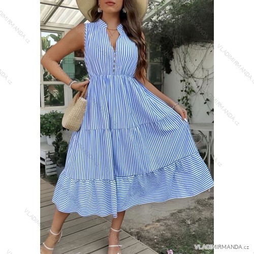 Women's Long Chiffon Short Sleeve Dress (S/M ONE SIZE) ITALIAN FASHION IMWGM23456 -   blue -   M / L