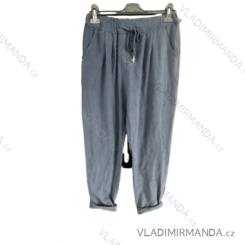 Nohavice dlhé letné dámske (S / M / L ONE SIZE) TALIANSKÁ MÓDA IM721160/DU tmavo modrá S / M