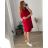 Šaty elegantní krátký rukáv dámské nadrozměr (50/52 ONE SIZE) ITALSKá MóDA IM424060/DR 50/52 červená