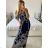 Women's long elegant icecool short sleeve dress (M/L, XL/2XL) AINUOSI ITALIAN FASHION IMB247011 -   blue -   XL/2XL