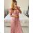 Women's Summer Short Sleeve Carmen Fringe Dress (M/L, XL/2XL ONE SIZE) ITALIAN FASHION IMB23B231