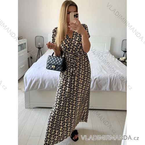 Women's long summer short sleeve dress (S/M ONE SIZE) ITALIAN FASHION IM323101/DU