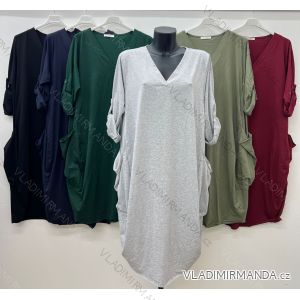Šaty volnočasové dlouhý rukáv dámské nadrozměr (54/56 ONE SIZE) ITALSKá MóDA IM424495