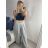Kalhoty letní s páskem dámské (S/M/L ONE SIZE) ITALSKá MóDA IMSM24040/DU -   světle modrá -   M/L