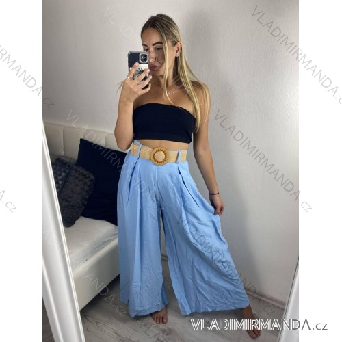 Kalhoty letní s páskem dámské (S/M/L ONE SIZE) ITALSKá MóDA IMSM24040/DU -   světle modrá -   M/L