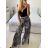 Kalhoty dlouhé letní dámské (S/M/L ONE SIZE) ITALSKÁ MÓDA IMM24M34497/DUR -   hnědá gepard -   M/L