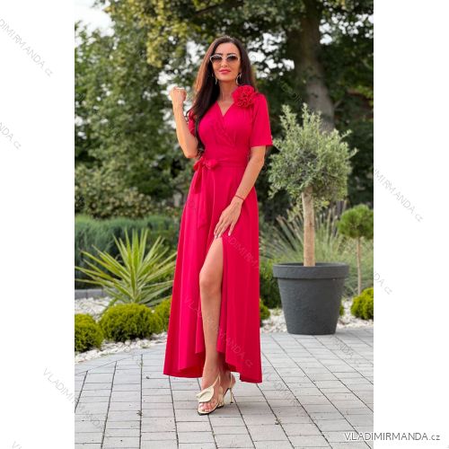 Women's Long Elegant Dress with Wide Straps (SL) FRENCH FASHION FMPEL23VELVET