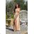 Women's strapless tulle party dress (S/M/L ONE SIZE) ITALIAN FASHION IM923001 beige 42