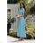 Langes, elegantes Damenkleid mit breiten Trägern (SL) FRENCH FASHION FMPEL23VELVET hellblau 38