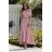 Šaty dlhé elegantný letný krátky rukáv dámske nadrozmer (36-46 ONE SIZE) POLSKÁ MÓDA PMLEL24ROSA8 ružová 46