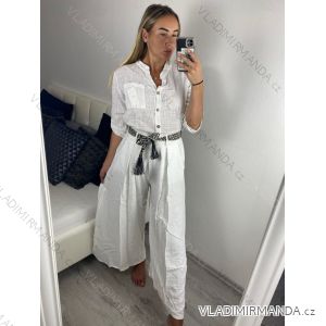 Kalhoty letní s páskem dámské (S/M/L ONE SIZE) ITALSKá MóDA IMSM24042/DU