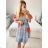 Šaty krátké letní krátký rukáv dámské (S/M/L ONE SIZE) ITALSKÁ MÓDA IMM24M12630/DUR M/L modrá
