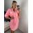 Šaty volnočasové oversize košilové dlouhý rukáv dámské nadrozměr (S/M/L/XL ONE SIZE) ITALSKÁ MÓDA IMD22512/DU bílá M/L