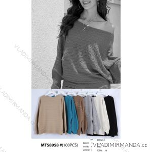 Svetr úpletový oversize dlouhý rukáv dámský (S/M ONE SIZE) ITALSKÁ MÓDA IMWGBL24MT58958