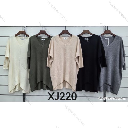 Svetr úpletový oversize prodloužený dlouhý rukáv dámský (S/M ONE SIZE) ITALSKÁ MÓDA IMWGBL24JX220