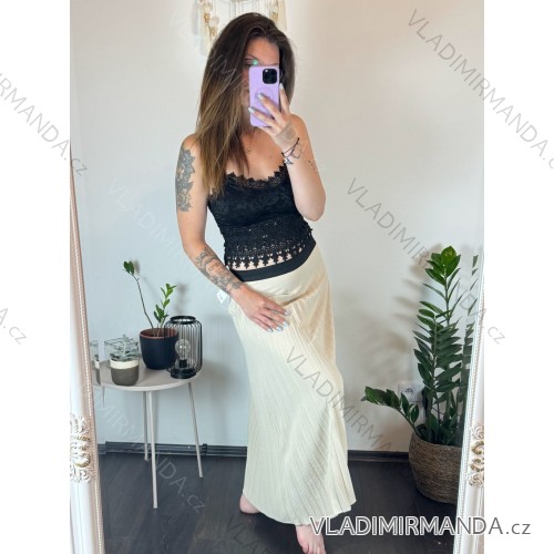 Sukně skládaná dlouhá dámská (S/M ONE SIZE) ITALSKá MóDA IMSM24036/DR béžová S/M