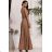 Women's strapless tulle party dress (S/M/L ONE SIZE) ITALIAN FASHION IM923001 hnědá camel 44