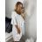 Summer muslin carmen dress for women (48/52 ONE SIZE) ITALIAN FASHION IM424294  white