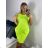 Šaty klasik neon krátký rukáv dámské (S/M ONE SIZE) ITALSKÁ MÓDA IMM24M148727/DU -   žlutá neon -   S/M