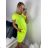 Šaty klasik neon krátký rukáv dámské (S/M ONE SIZE) ITALSKÁ MÓDA IMM24M148727/DU -   žlutá neon -   S/M