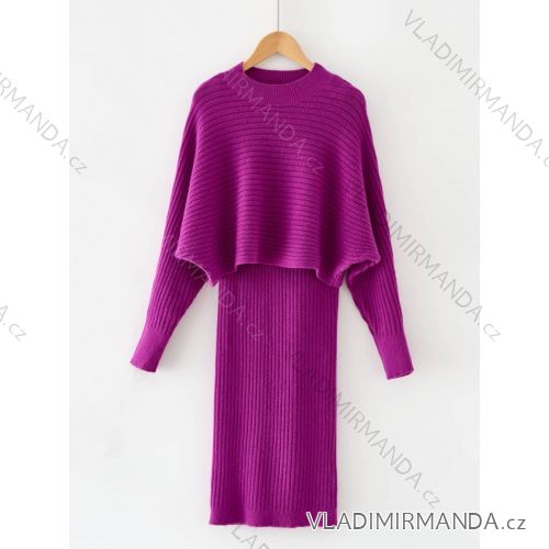 Souprava svetr dlouhý rukáv a šaty na ramínka dámský (S-XL) GLO-STORY GLO24WMY-5231-1
