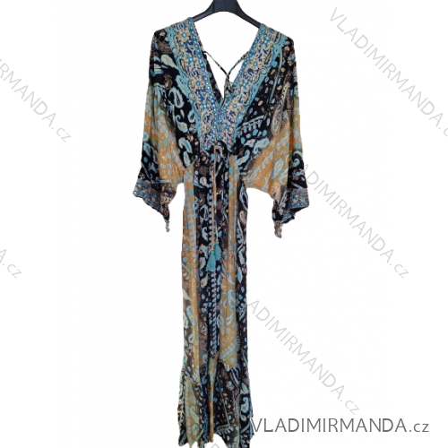 Šaty letní indické krátký rukáv dámské (S/M/L ONE SIZE) INDICKÁ MÓDA IMM24MAVIVA-5/DU - Černá - S/M