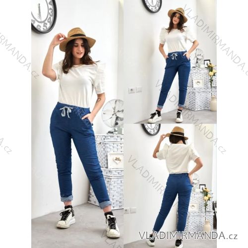 Kalhoty letní riflové 3/4 krátké dámské (S/M ONE SIZE) ITALSKÁ MÓDA IMPLI248115JEANS